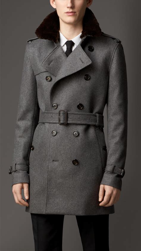 burberry fur collar trench coat men|burberry gabardine trench coats men's.